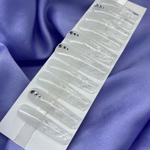 2XL Clear Press on nails with “frosty” design 10pc